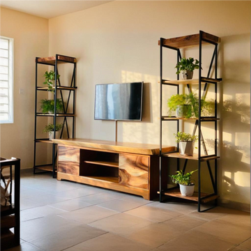 Customized Wooden TV Table with Shelf Unit