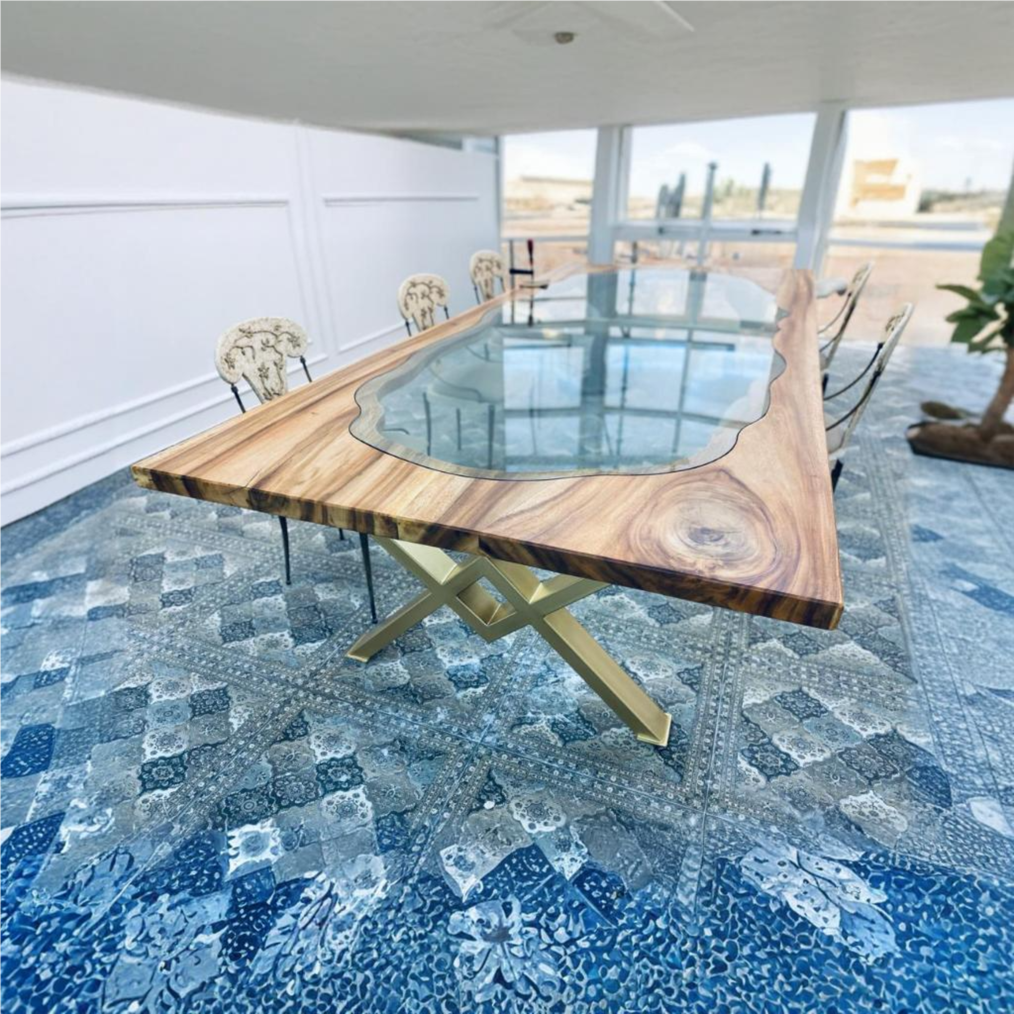 Customized Wooden & Glass Table